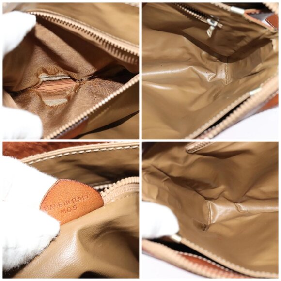 CELINE Macadam Canvas Shoulder Bag PVC Leather Brown Gold - Picture 15 of 16